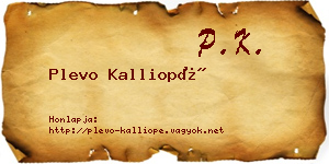Plevo Kalliopé névjegykártya
